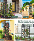 5.25 Foot Black Metal Garden Trellis Fence For Climbing Plants Outdoor Lattice Wall Frame in various arrangements