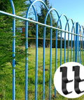 Heavy Duty Black Pool Fence Hooks Set Of 2 Slip On Hangers for pool poles and equipment on blue railing