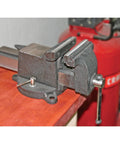 6 Inch Beefy Heavy Duty Steel Bench Vise With 360 Degree Swivel Base And Half To Two Inch Pipe Capacity Cast Steel Body Black Finish