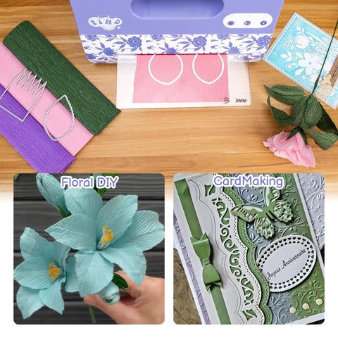 Portable Automatic A4 Die Cutting Machine With 9 Inch Embossing Kit For Card Making And Crepe Paper Flower Making
