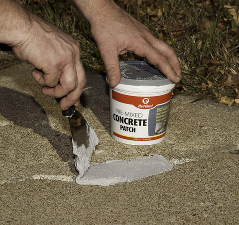 Applying Premixed Concrete Repair Patch For Cracks And Breaks, 1 Quart Gray Cement Crack Filler That Won't Shrink Or Crack
