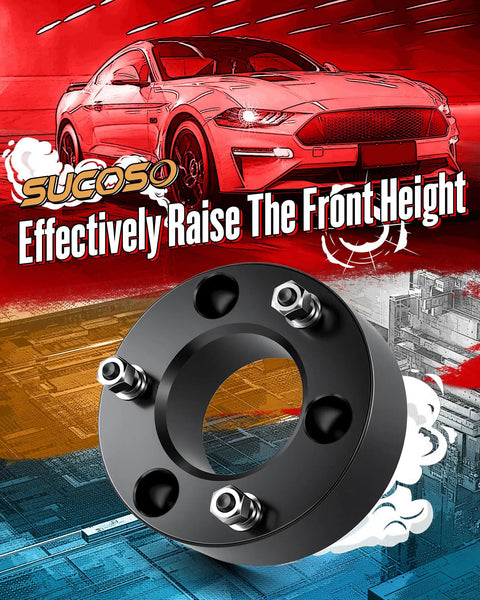 3 Inch Front Leveling Lift Kit For 2004 Through 2026 Ford F150 Strut Mount Spacer with black aluminum design.