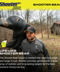 Man carrying Bear 3D Archery Target For Realistic Practice, 375 FPS Rated, Lifelike Solid Body Design in rural setting