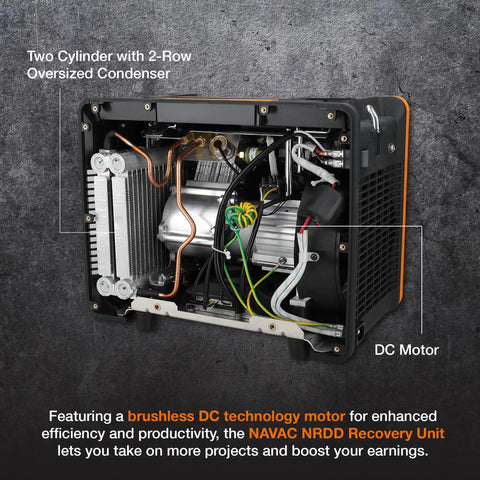 Built Tough Twin Cylinder A2L Safe Air Conditioning Recovery Pump With Fast Brushless DC Motor One Press Digital Display Straight Shot Freon Extraction Tool For Shop Or Road Warriors