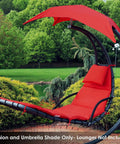 Outdoor Hanging Lounge Chair Replacement Cushion And Floating Umbrella Fabric Red For Curved Swing Chair in garden setting