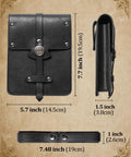 Five Piece Medieval Belt Costume Accessories Kit For Ren Faire Cosplay, Includes Belt Pouch, Mug Strap, Sword Frog, And Viking Themed Gear For Authentic Old World Style Black C featuring black belt pouch with dimensions