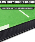 Heavy Duty Golf Hitting Mat With Swing Path Feedback for Indoor And Outdoor Practice, Durable Golf Practice Mat showcasing heavy-duty rubber backing for stable training.