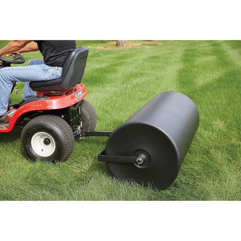 Heavy Duty Steel Drum Lawn Roller 48 Inch Wide By 24 Inch Diameter With 920 Pound Load, 45 Inch Working Width, tow-behind view