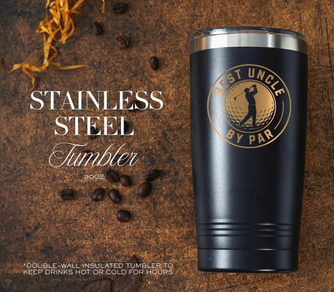 Uncle Golf Gift Bundle For The Golfer In Your Life Personalized Monogram And Gold Foil Detail Dope 20oz Matte Black Tumbler