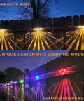 6 Pack Outdoor LED Step Lights with Dual Mode Warm White and Color Changing illuminating a wooden fence