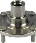 Front Wheel Hub Assembly For Select Nissan Models Direct Replacement Built To Last With Beefy Build Durable Materials Easy Install And Bolt On Wheel Hub Replacement Part For Cars And SUVs Delivers Long Lasting Performance, showing a front view of the hub assembly with visible bolts and metal structure.