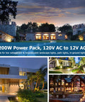 200W Low Voltage Landscape Transformer With Timer And Photocell Sensor Waterproof Ideal For LED Landscape Lighting Path Lights And Outdoor Spotlights From 120V To 12V ETL Listed with outdoor lighting and houses