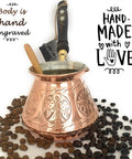 Dope Thick Solid Copper Turkish Greek Arabic Coffee Pot With Wooden Handle For Stovetop Brewing Jazzve Cezve Ibrik Briki Café Turco Large 18 Oz Engraved Design Authentic Turkish Coffee Maker