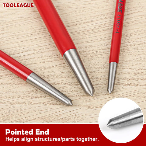 Close-up of pointed tips on Rolling Head Pry Bar Set 6 Inch, 12 Inch, 16 Inch Heavy Duty Hand Tools for Garages and Machinery Alignment
