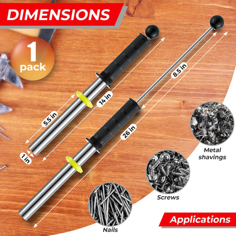 Magnetic Pickup Tool Wand With Release Handle For Nails Screws Metal Shavings And Scraps Quick No Fuss Cleanup Wave On Grab Reusable Chip Collector Magnet For Easy Metal Cleanup In Workshops And Garages