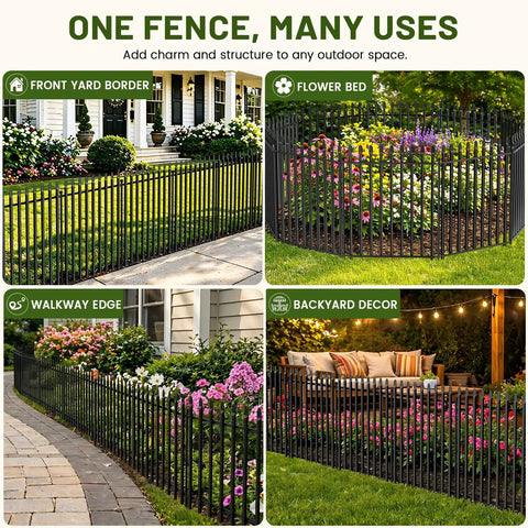 No Dig Decorative Garden Fence Kit With 10 Panels Heavy Duty Rustproof Metal Outdoor Dog Barrier for different yard uses