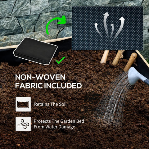 Non-woven fabric for Two Tier Raised Garden Bed With Trellis Elevated Wooden Planter Box, protecting from water damage and retaining soil.