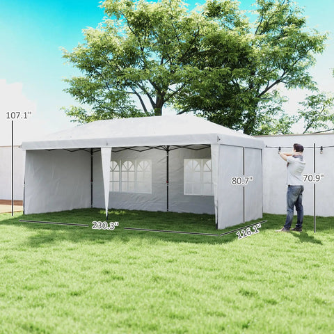 10x20 Pop Up Canopy Tent With Four Sidewalls, Portable Outdoor Party Gazebo Shelter, Instant Setup No Tools Needed