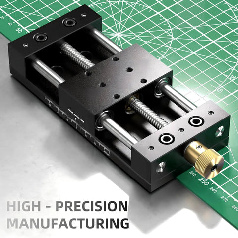 Manual Linear Stage With 75mm Rail Guide Sliding Table In Aluminum Alloy Body Rock Solid Anti Backlash Nut Laser Marked Scale