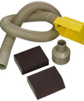 Lightweight Dust Free Sponge Sander Kit With Vacuum Hose And Two Sponges, featuring yellow sander head and attachment