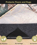 3 Ft Round Rug Pad No Slip Underlay For Hardwood Floors, One Eighth Inch Thick Waterproof Felt Carpet Pad showing grip layer on floor