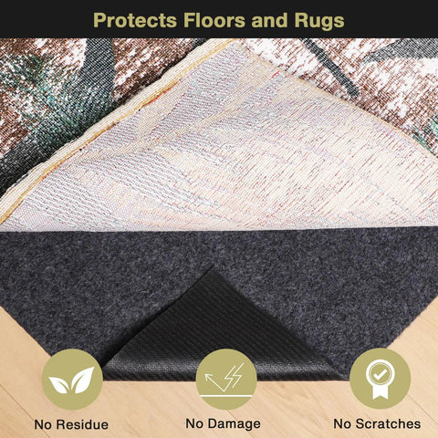 3 Ft Round Rug Pad No Slip Underlay For Hardwood Floors, One Eighth Inch Thick Waterproof Felt Carpet Pad showing grip layer on floor