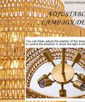 Epic Large Gold Boho Rattan Chandelier With 8 Lights showing adjustable lamp holder