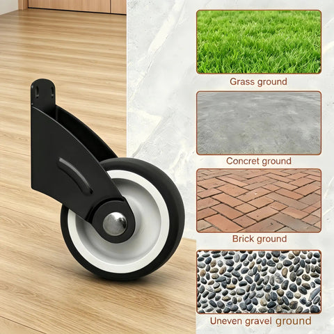 Heavy Duty 2 Inch Anti Sag Gate Wheel Set Of 4 To Straighten Up Saggy Fences on different ground types including grass and gravel.