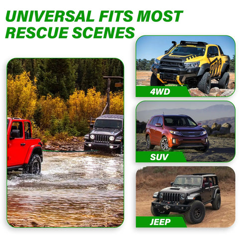 Off-road vehicles using Synthetic Winch Rope Kit One Quarter Inch By Fifty Foot With Ten Thousand Pounds Strength Protective Sleeve