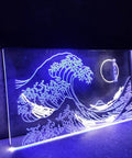 Great Wave Off Kanagawa LED Neon Sign Wall Art Dope Ukiyoe Vibe For Modern Rooms 16x24 Inches Blue And White Neon Light