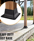 Beefy 4x4 Post Bases With Brackets And Internal Railing Anchors For 3.5x3.5 Wood Posts, Powder Coated Steel, Deck Support