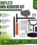 Components of Manual Lawn Aerator With 17 Spikes, Heavy Duty Soil Loosener And Double Layer Spring, T Handle Garden Aerator, Gloves