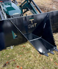 Beefy Mini Wrecker Stump Bucket for Small Tractors showing heavy-duty design on compact tractor attachment for leverage