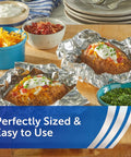 Baked potatoes in No Fuss Pre Cut Pop Up Aluminum Foil Sheets 14 By 10.25 Inches Each Pack Of 5 50 Sheets Per Box 250 Total