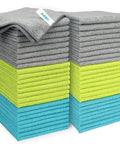 Stack of Grime Busting Ultra Soft 50 Pack Microfiber Cloths For Cars, Home And Kitchen, Lint Free, Streak Free, Scratch Free Rags