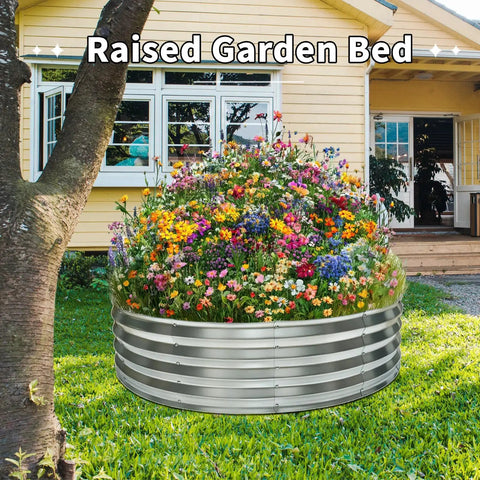 60 Inch Round Fire Pit Ring Built From Heavy Duty Galvanized Steel For Outdoor Bonfires And Backyard Gatherings as raised garden bed