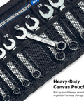 WaveDrive Pro Combination Wrench Set For Regular And Rounded Bolts SAE 5/16 To 3/4 Inch 8-Piece in heavy-duty canvas pouch