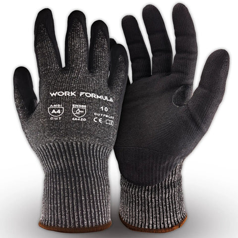 Snug Fit Cut Resistant Gloves 2 Or 5 Pack ANSI A4 Heavy Duty Work Gloves for Metal Glass Wood Box Cutting Fishing and HVAC