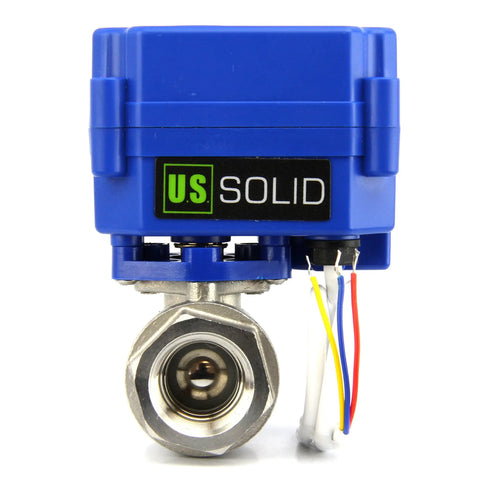 Heavy Duty Built To Last Three Quarter Inch Motorized Ball Valve 304 Stainless Steel NSF Certified Full Port Electrical Nine To Twenty Four Volt AC DC Three Wire Setup For Drinking Water Systems