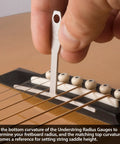 Complete Guitar Setup Kit With 3 Piece Luthier Tools For Precision Intonation, Action Adjustment, Nut And Saddle Work, And Quick Setup Dialing In Playability And Tone For Any Style. metal radius gauge measuring guitar saddle height
