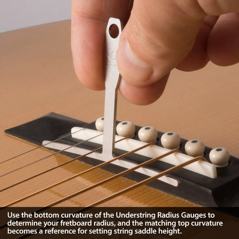 Complete Guitar Setup Kit With 3 Piece Luthier Tools For Precision Intonation, Action Adjustment, Nut And Saddle Work, And Quick Setup Dialing In Playability And Tone For Any Style. metal radius gauge measuring guitar saddle height