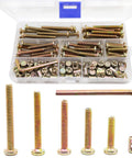 1/4-20 Zinc Plated Hex Socket Cap Bolts And Barrel Nuts Assortment Kit With Wrench And Storage Box For Cribs Beds Cots And Chairs