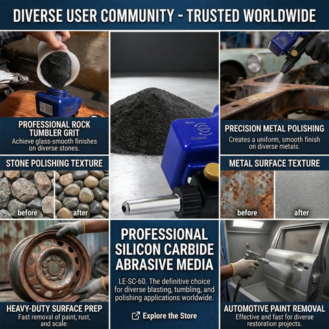 Silicon Carbide Sandblasting Media Pro Grade 60 Grit For Surface Prep, Rust Removal, Metal Polishing And Paint Stripping