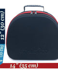 Scuba Regulator Gear Bag With Hybrid Ultra-Protection Pro-Grade Molded EVA Foam Hard Shell Lid Padded Sides front view with dimensions