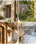Rock Solid Adjustable Deck Hook Wall Pole Extending Twenty Eight To Forty Three Inches For Backyard Display Of Bird Feeders Plants Wind Chimes Lanterns Built Tough Rust Resistant Steel Bracket with hanging baskets and bird feeder