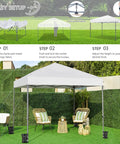 10x10 Pop Up Canopy No Fuss Easy Setup Tent For Backyard Parties And Outdoor Events with wheeled carry bag and sandbags