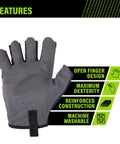 Tough As Nails Fingerless Work Gloves For Men And Women Featuring Padded Palms Rock Solid Knuckle Protection And Exposed Fingertips For Straight Up Precision Control In X Large - showing open fingertip design and reinforced construction.