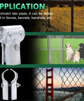 1-5/8 Inch T Clamp For Chain Link Fence End Rail, Galvanized Steel, Includes Bolts And Nuts, 2 Pack, Heavy Duty Pipe Connector