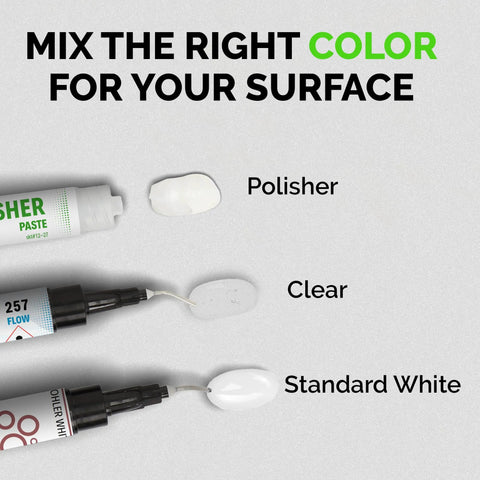 DIY Porcelain Repair Kit For Chips On Tiles Sinks And Tubs Clear Or White Finish includes polisher paste and color samples.