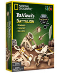 Box of Da Vinci Catapult Kit For Kids With Ballista And Bombard, displays 3D wood catapult and projectile toys.